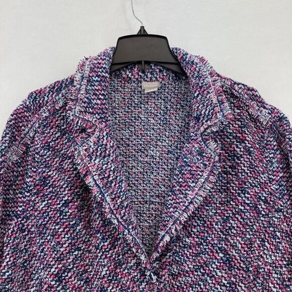 Chico's Cardigan Sweater Structured Notch Collar Women's 4 Raspberry Knit‎ Heavy - Picture 3 of 14